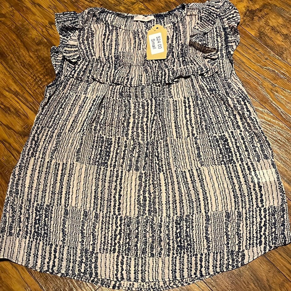 Boutique- Blue/Purple Gold Glitter Sheer Tank - NWT